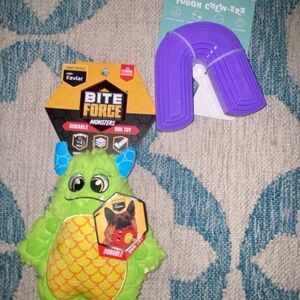 Green Monster Dog Toy with Blue Ears